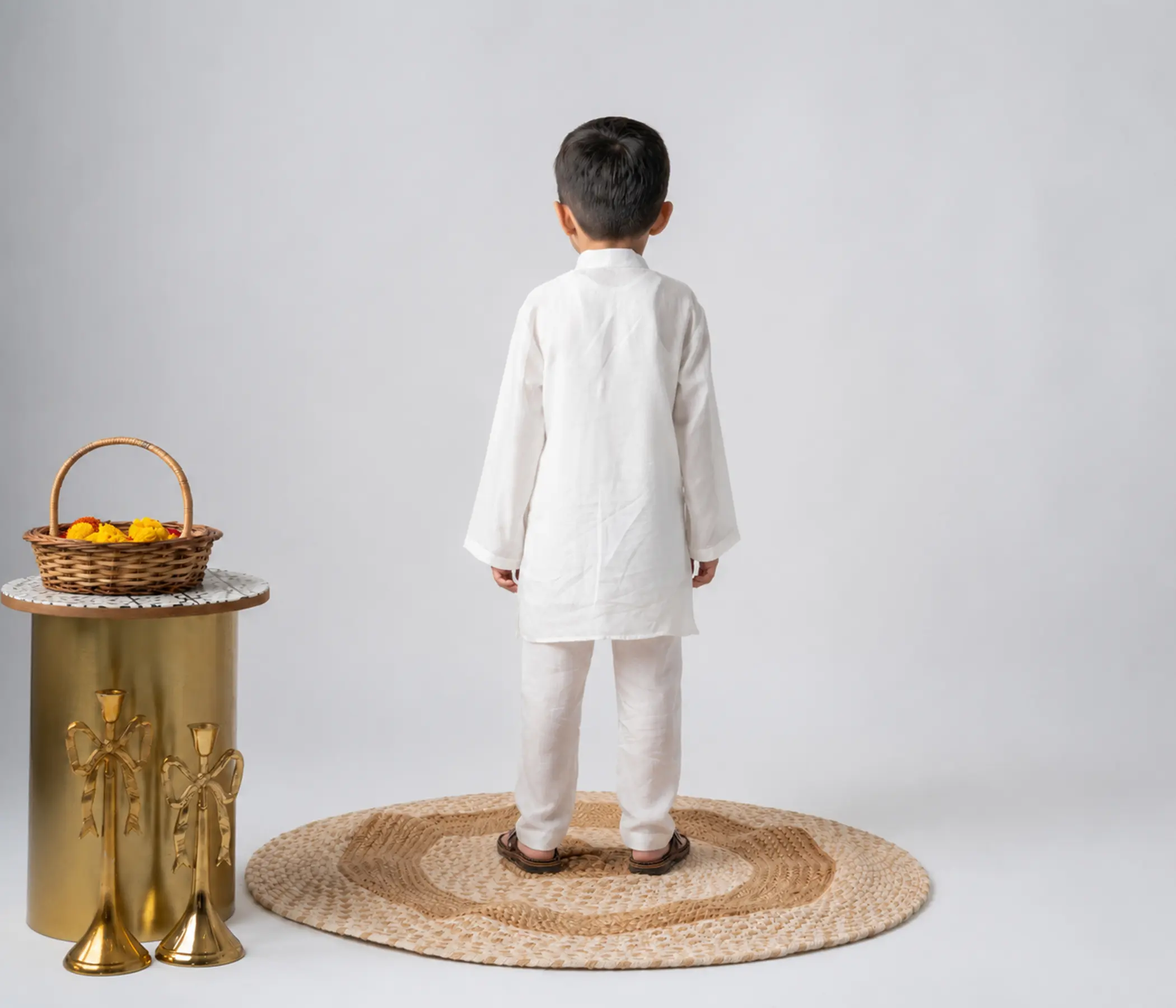 Boys Handpainted Clothes – Pure White Kurta Pajama  for Boys